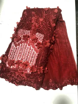 Nigeria High Quality Handmade 3d flowers Leaves Embroidered Laces Fabrics High Quality Tulle French beads Net Lace Fabric red 
Nigeria High Quality Handmade 3d flowers Leaves Embroidered Laces Fabrics High Quality Tulle French beads Net Lace Fabric red