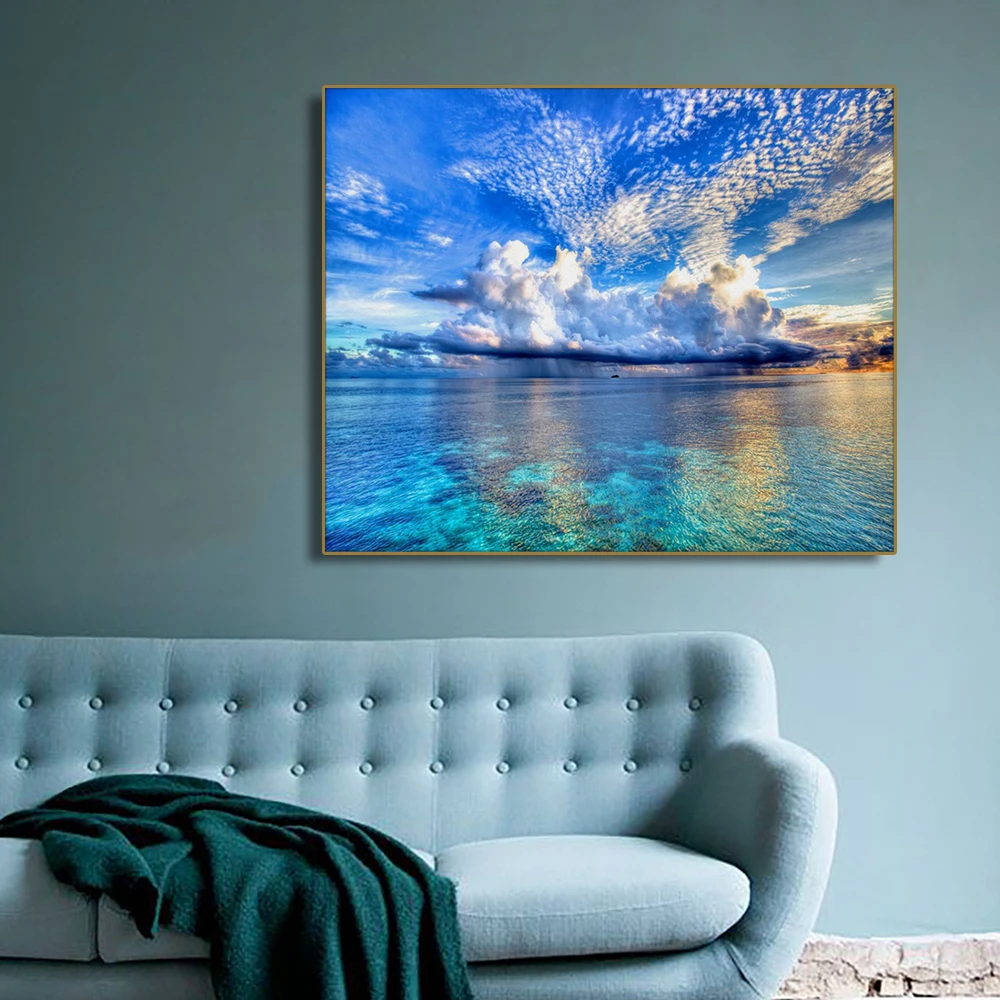 Blue Seascape and Cloudy Sky Wall Pictures Poster and Print Canvas Painting Calligraphy Decorative for Living Room Home Decor
Blue Seascape and Cloudy Sky Wall Pictures Poster and Print Canvas Painting Calligraphy Decorative for Living Room Home Decor
