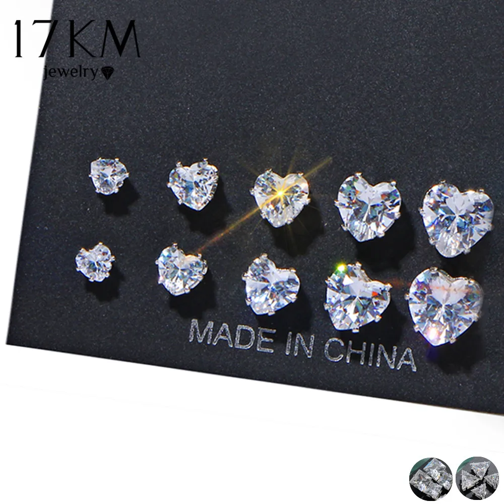 17KM Geometric Cubic Zirconia Stud Earrings Set For Woman Fashion Round Heart Triangle Earring Statement Party Jewelry 2018 New
17KM Geometric Cubic Zirconia Stud Earrings Set For Woman Fashion Round Heart Triangle Earring Statement Party Jewelry 2018 New