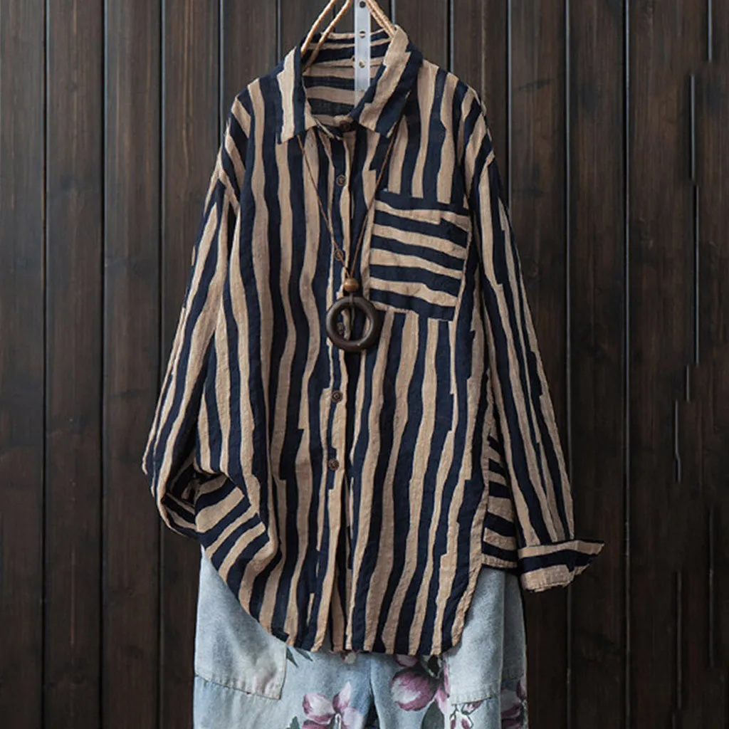 feitong Women Casual Loose Cotton Full Sleeve Striped Button Blouse Tops blusas elegantes de mujer 2019 blusa manga larga
feitong Women Casual Loose Cotton Full Sleeve Striped Button Blouse Tops blusas elegantes de mujer 2019 blusa manga larga