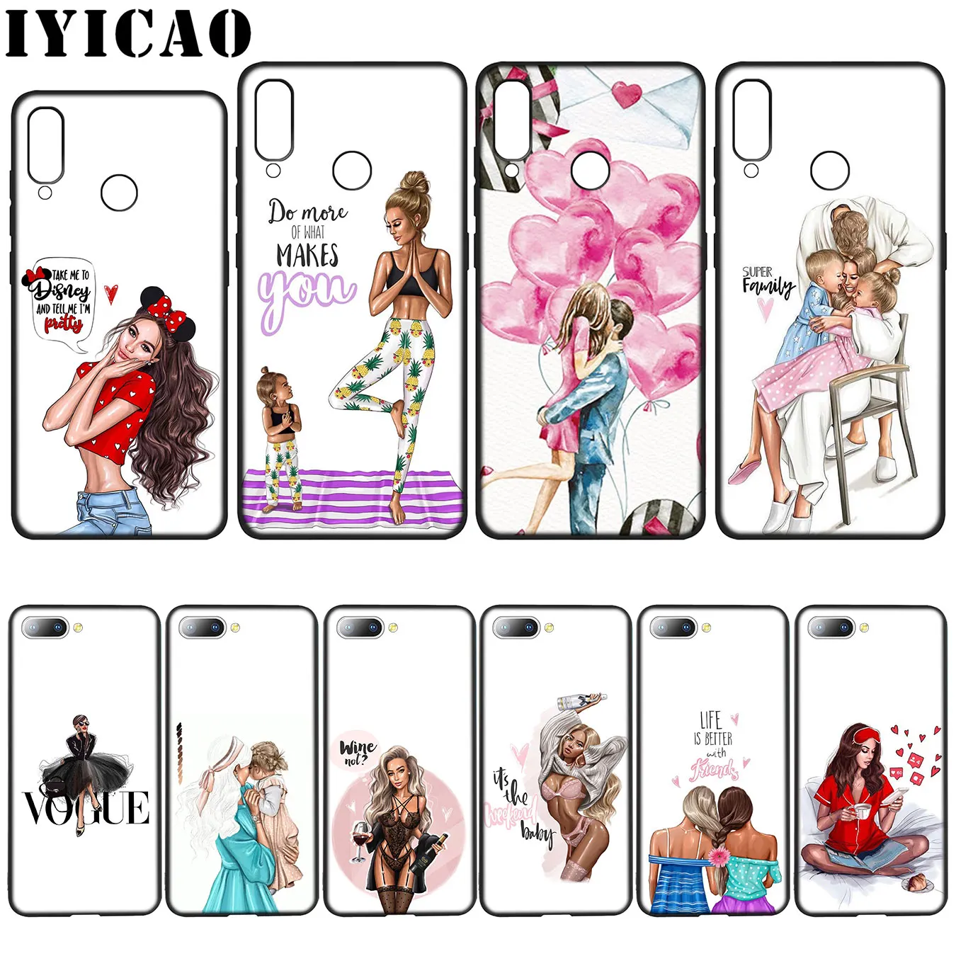 IYICAO VOGUE Рождественский чехол для принцессы девушки босса кофе Huawei Y7 Y6 Prime Y9 2018 Honor 8C