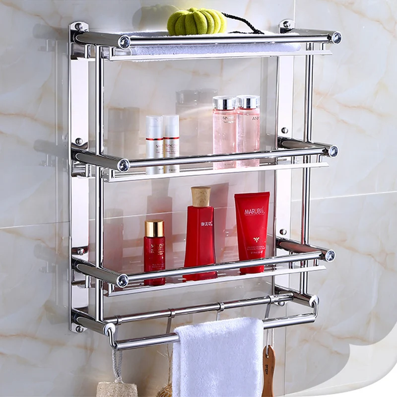 Stainless Steel 3 Layers Bathroom Shampoo Shelf Show Room Makeup Storage Kitchen Storage Organizer With Hooks Towel Rack
Stainless Steel 3 Layers Bathroom Shampoo Shelf Show Room Makeup Storage Kitchen Storage Organizer With Hooks Towel Rack
