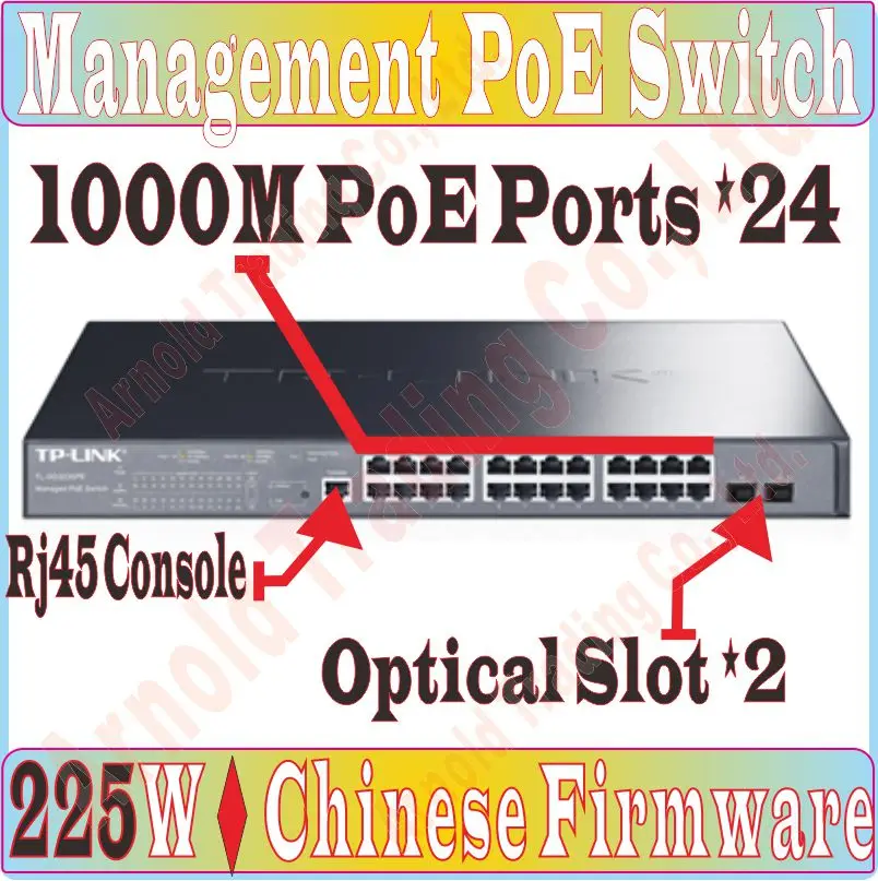 

Chinese-Firmware 27 ports Network Management Switch 225W 1000M POE ports , Supply Power to Camera AP, With 2*SFP Ports, Sup PoE+