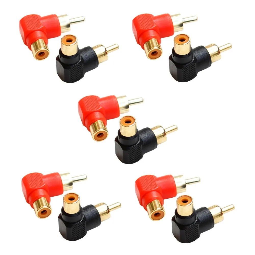 Lot 10pcs Right Angle RCA Male To Female Curved Converter 90 Degrees Gold Plated Socket Cable Connector Adapter 5 Black + 5 Red
Lot 10pcs Right Angle RCA Male To Female Curved Converter 90 Degrees Gold Plated Socket Cable Connector Adapter 5 Black + 5 Red