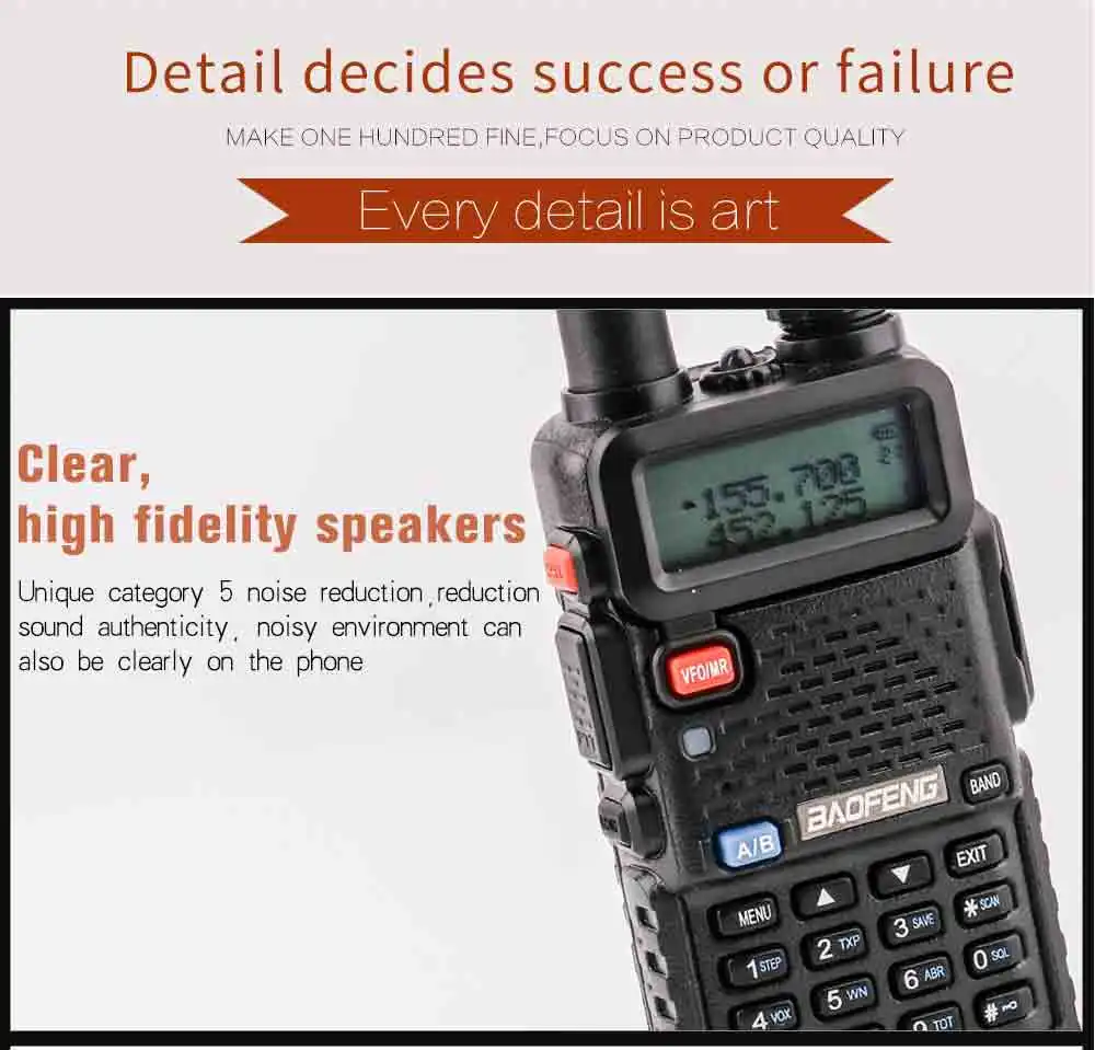 2Pcs BaoFeng UV-5R Walkie Talkie VHFUHF136-174Mhz&400-520Mhz Dual Band Two way radio Baofeng uv 5r Portable Walkie talkie uv5r (14)