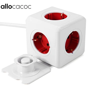 

Allocacoc Extended PowerCube Smart Socket DE EU Plug 5 Outlets Adapter Power Strip With 3M/1.5M Cable For Smart Home