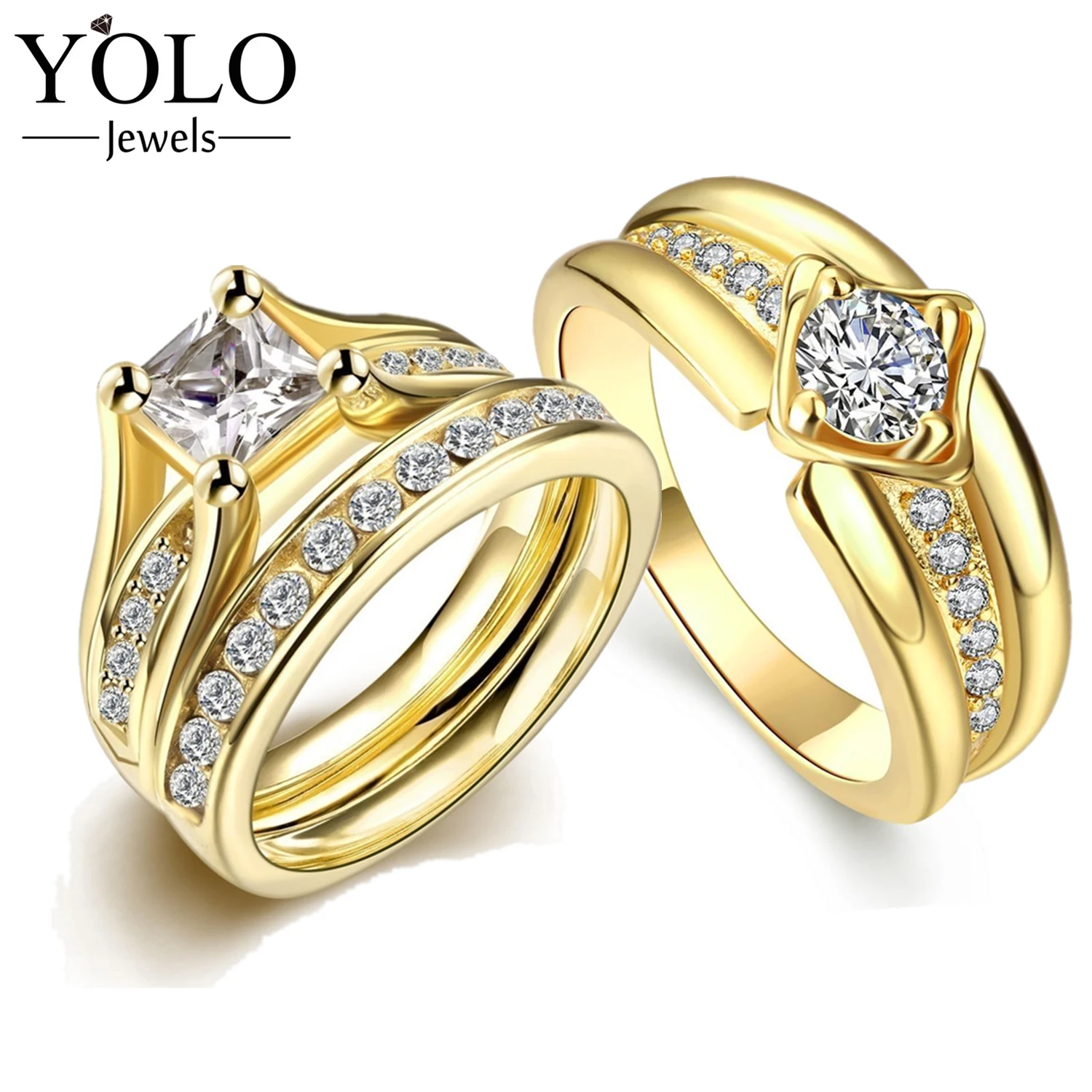 YOLO Jewels Luxury Couple Rings Luxury Gold Color AAA Cubic Zirconia Rings Suitable for Wedding and Engagement Love Gift
YOLO Jewels Luxury Couple Rings Luxury Gold Color AAA Cubic Zirconia Rings Suitable for Wedding and Engagement Love Gift