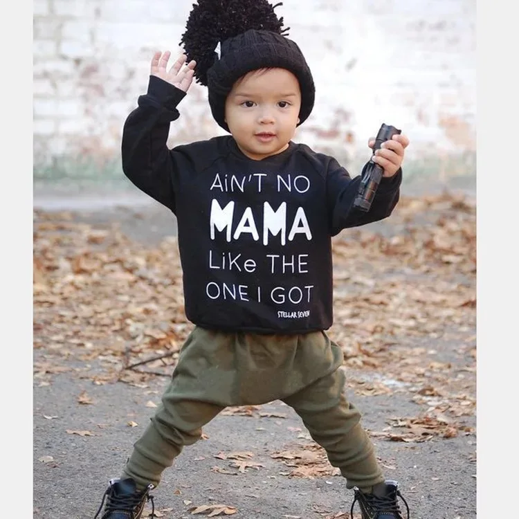 2019 New style baby boy clothes set Long sleeve letter black T shirt +Army green pants 2pcs baby clothing set Newborn outfits
2019 New style baby boy clothes set Long sleeve letter black T shirt +Army green pants 2pcs baby clothing set Newborn outfits