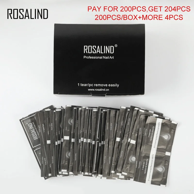Фото ROSALIND 200PCS/BOX Nail Polish Remover Gel Lacquer Wraps Lint-Free UV Removable Easy Cleaner |