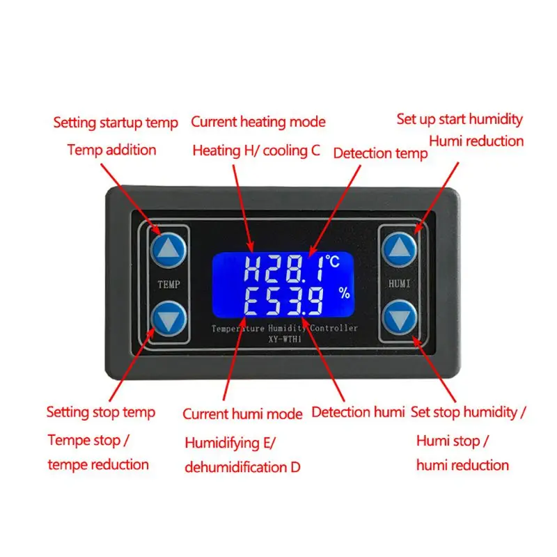XY-WTH1 Digital Humidity & Temperature Controller Thermostat Hygrometer Regulator Temperature Instruments
XY-WTH1 Digital Humidity & Temperature Controller Thermostat Hygrometer Regulator Temperature Instruments