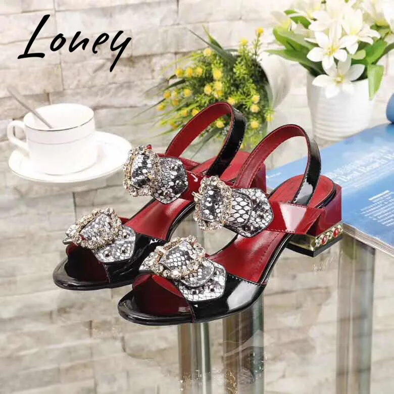 Loney Luxury Snakeskin Genuine Leather Crystal Bowtie Summer Sandals Open Toe Thick Heel HIgh Heel Sandals Shoes Women
Loney Luxury Snakeskin Genuine Leather Crystal Bowtie Summer Sandals Open Toe Thick Heel HIgh Heel Sandals Shoes Women