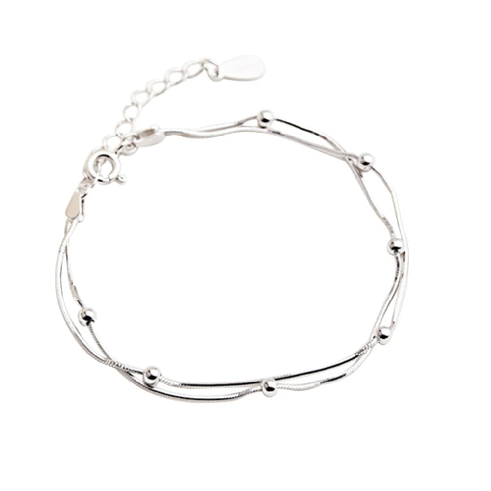 925 Sterling Silver Simple Double Layer Snake Beads Chain Small Ball Bracelet For Ladies Women Jewelry Girls Gift
925 Sterling Silver Simple Double Layer Snake Beads Chain Small Ball Bracelet For Ladies Women Jewelry Girls Gift