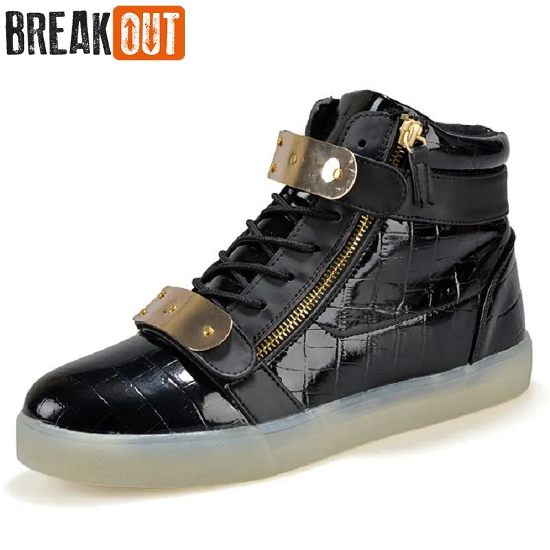 Break Out New Men Boots for Men Leather LED Boots High Top Lace Up Quality Breathable USB Rechargeable Lighted Men Shoes
Break Out New Men Boots for Men Leather LED Boots High Top Lace Up Quality Breathable USB Rechargeable Lighted Men Shoes