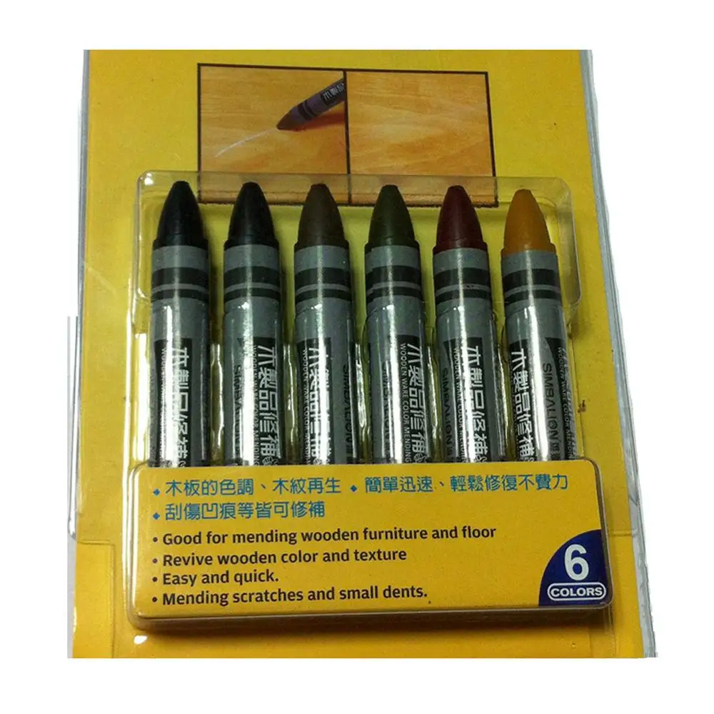 6pcs in a Pack Touch-up Crayons Wax Stick Filling Scratches Dings in Wood Furniture Floors
6pcs in a Pack Touch-up Crayons Wax Stick Filling Scratches Dings in Wood Furniture Floors