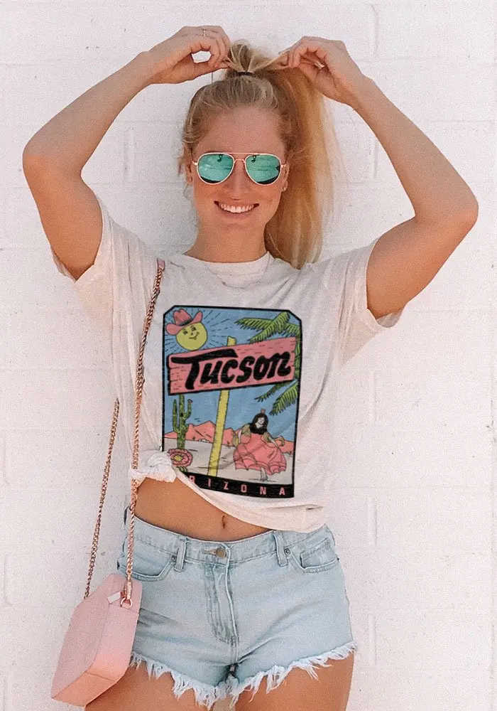 Hot Sale America Style Humor Girl's Tucson Tee Summer Short Sleeved Graphic Cotton Tops Plus Size Harajuku T Shirt Female Befree
Hot Sale America Style Humor Girl's Tucson Tee Summer Short Sleeved Graphic Cotton Tops Plus Size Harajuku T Shirt Female Befree