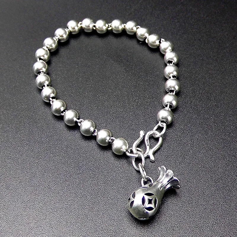 S925 Sterling Silver Beads Bracelet Retro Thai Silver Chain Ms. New Fashion Simple Bag Bracelet
S925 Sterling Silver Beads Bracelet Retro Thai Silver Chain Ms. New Fashion Simple Bag Bracelet