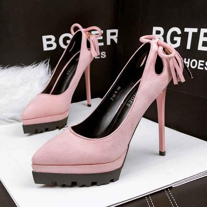 Women's platform 12CM High Heels Shallow Office Shoes Solid Flock Pointed Toe Bow Hollow Women Pumps Super High Sexy Shoes
Women's platform 12CM High Heels Shallow Office Shoes Solid Flock Pointed Toe Bow Hollow Women Pumps Super High Sexy Shoes
