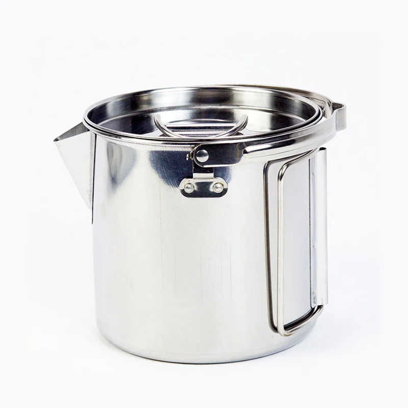 1.2L Outdoor Stainless Steel Kettles Camping Portable Boil Water Hanging Pot Hot Soup Coffee Tableware Sadoun.com