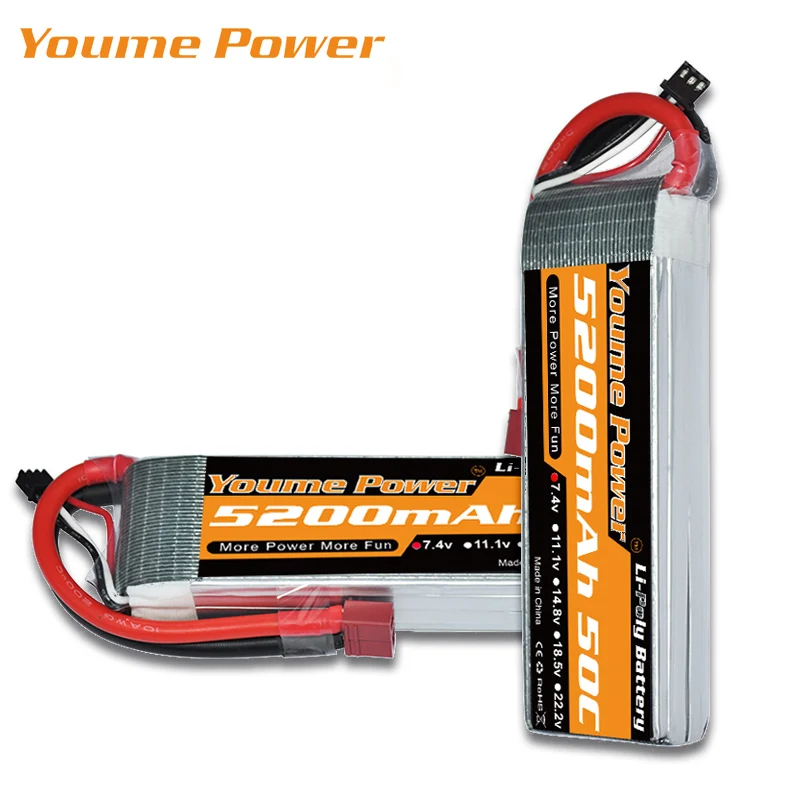 Батарея YOUME Lipo 2S 7 4 V 5200mAh 50C RC TRX Plug XT60 T Dean-Type для автомобилей грузовиков и багги 1/10 |
