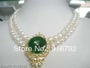 Бесплатная доставка ******* Модный 2 нити 7-8 мм белый пресноводный жемчуг ожерелье