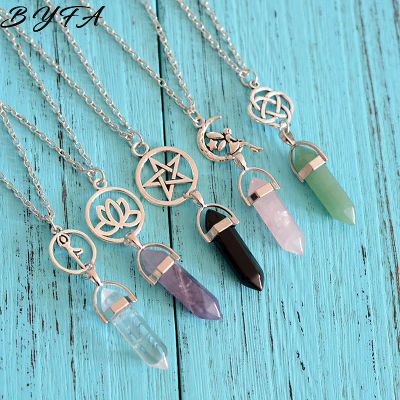 Hot Sale Hexagonal Column Quartz Necklaces Pendants Moon Lotus Yoga Vintage Natural Stone Crystal Necklace Women Jewelry Gifts
Hot Sale Hexagonal Column Quartz Necklaces Pendants Moon Lotus Yoga Vintage Natural Stone Crystal Necklace Women Jewelry Gifts