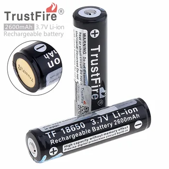 4pcs/lot TrustFire 18650 Protected Rechargeable Batteries 3.7V 2600mAh Lithium Li-ion Battery For Led Flashlights with PCB 
4pcs/lot TrustFire 18650 Protected Rechargeable Batteries 3.7V 2600mAh Lithium Li-ion Battery For Led Flashlights with PCB
