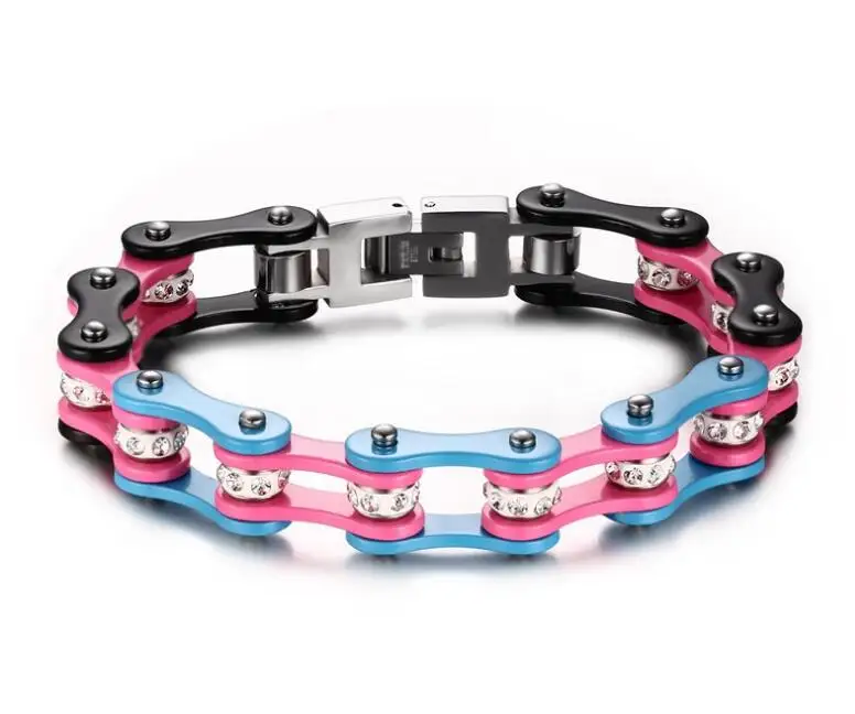 10mm White CZ Crystals Motorcycle Biker Bracelet Stainless Steel pink Purple Blue Bicycle Chain bracelets Men Women
10mm White CZ Crystals Motorcycle Biker Bracelet Stainless Steel pink Purple Blue Bicycle Chain bracelets Men Women