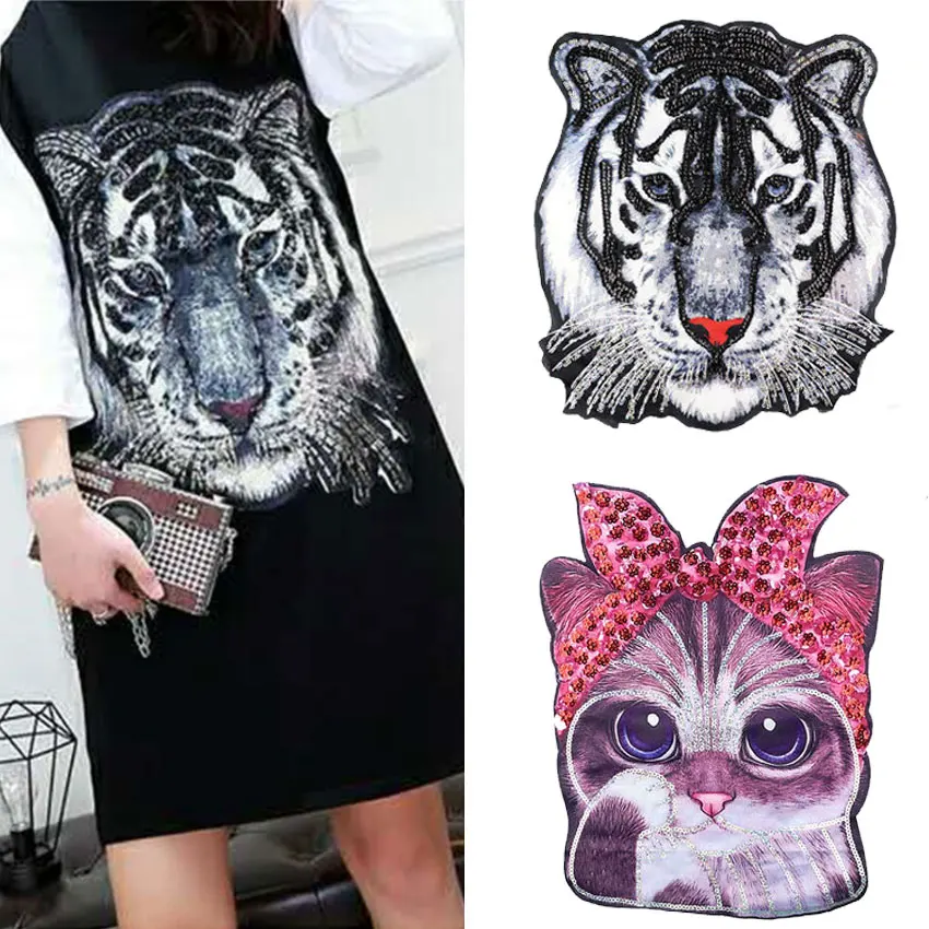 Big sequins patches Cartoon Tiger Rabbit Dog applique sew on clothing decoration coat Tshirt to repair the hole patch diy carft
Big sequins patches Cartoon Tiger Rabbit Dog applique sew on clothing decoration coat Tshirt to repair the hole patch diy carft
