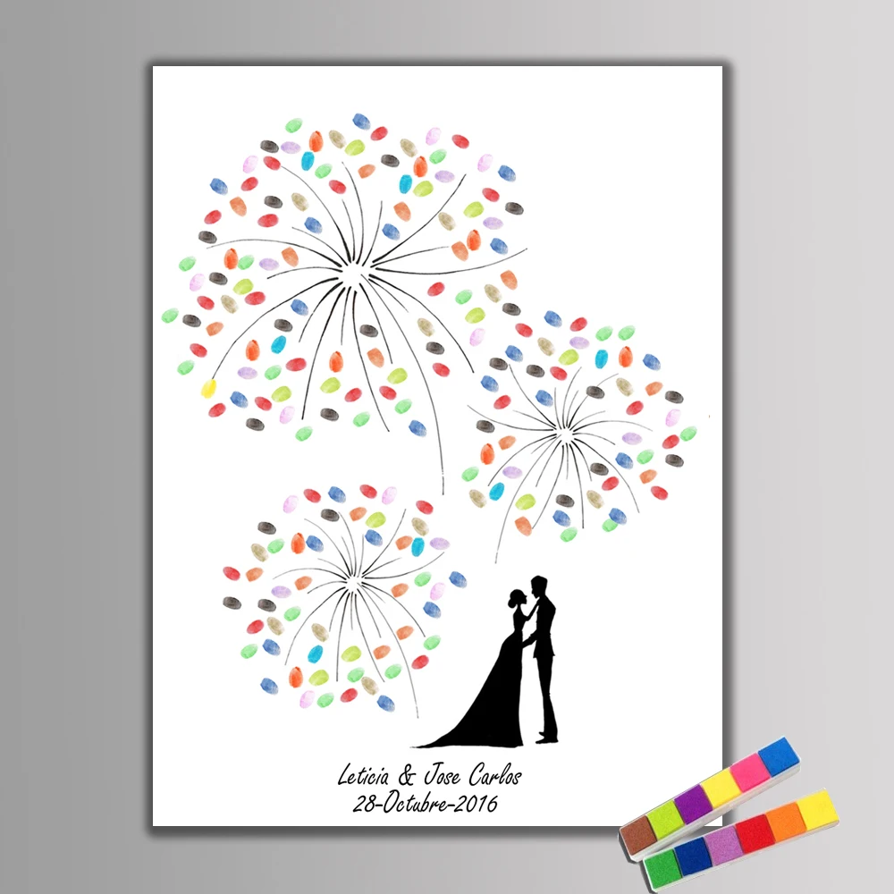 Hot!!! Fingerprint Signature Canvas Painting Fireworks Wedding Gift Wedding Decoration Guest Book Kissing Bride Groom 2pc inkpad
Hot!!! Fingerprint Signature Canvas Painting Fireworks Wedding Gift Wedding Decoration Guest Book Kissing Bride Groom 2pc inkpad