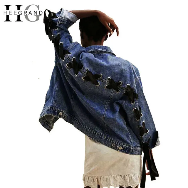 Hee Grand 2018 Woman Autumn Denim Jacket Lace up Criss-Cross Jeans Coat Oversized Boyfriend Style Casual Outwear WWJ892
Hee Grand 2018 Woman Autumn Denim Jacket Lace up Criss-Cross Jeans Coat Oversized Boyfriend Style Casual Outwear WWJ892