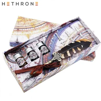 Hethrone 1 set English Calligrap Feather Pen Set Vintage Birthday gift ink Pen Dip Water pen Metal Quill Fountain Pen with ink
Hethrone 1 set English Calligrap Feather Pen Set Vintage Birthday gift ink Pen Dip Water pen Metal Quill Fountain Pen with ink