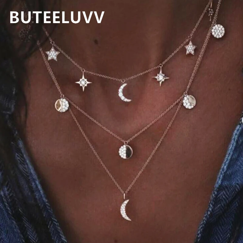BUTEELUVV Moon Cycles Pendant Necklace for Women Bohemian Elegant Gold Silver Color Multilayered Chain Necklace Fashion Jewelry
BUTEELUVV Moon Cycles Pendant Necklace for Women Bohemian Elegant Gold Silver Color Multilayered Chain Necklace Fashion Jewelry