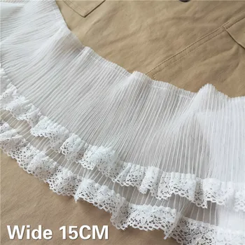 15CM Wide Double Layers Tulle White Pleated Lace Fabric Ribbon Elastic Ruffle Trim Wedding Dress Head Veil Sewing Fringe Decor
15CM Wide Double Layers Tulle White Pleated Lace Fabric Ribbon Elastic Ruffle Trim Wedding Dress Head Veil Sewing Fringe Decor