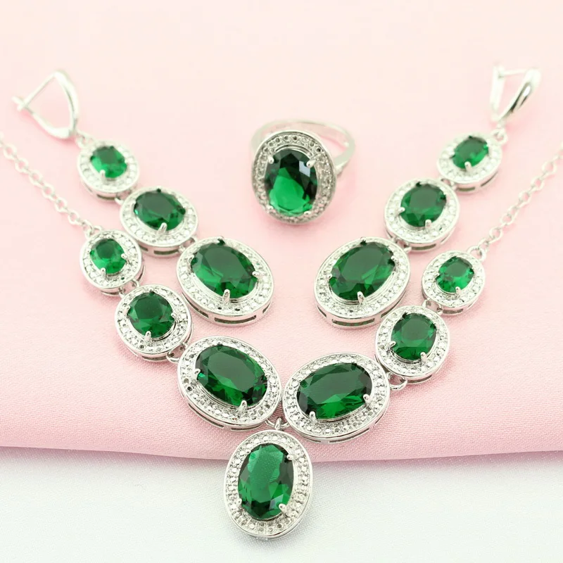 WPAITKYS Green Cubic Zirconia Silver Color Jewelry Sets For Women Trinket Bridal Maxi Necklace Long Earrings Ring Free Gift Box
WPAITKYS Green Cubic Zirconia Silver Color Jewelry Sets For Women Trinket Bridal Maxi Necklace Long Earrings Ring Free Gift Box