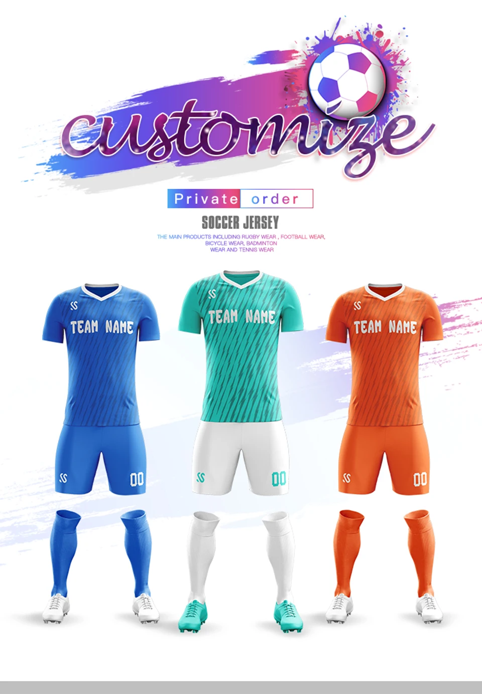 Wholesale Men adult Boys Soccer Sets custom Print Training game Jerseys Kids Football Shirts + Shorts Running Suits
Wholesale Men adult Boys Soccer Sets custom Print Training game Jerseys Kids Football Shirts + Shorts Running Suits