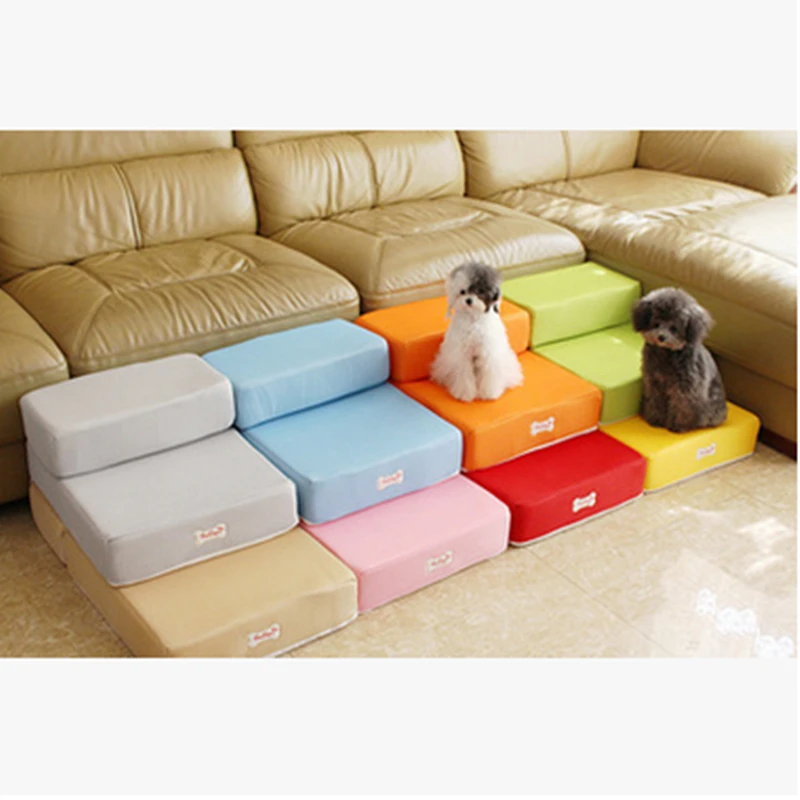 Image Free shipping 12 colours Colorful Pet Furniture Pet Dog Stairs Puppy Anti slip Pet Stairs Folded Stairs 2 step Dog Stairs 1PCS