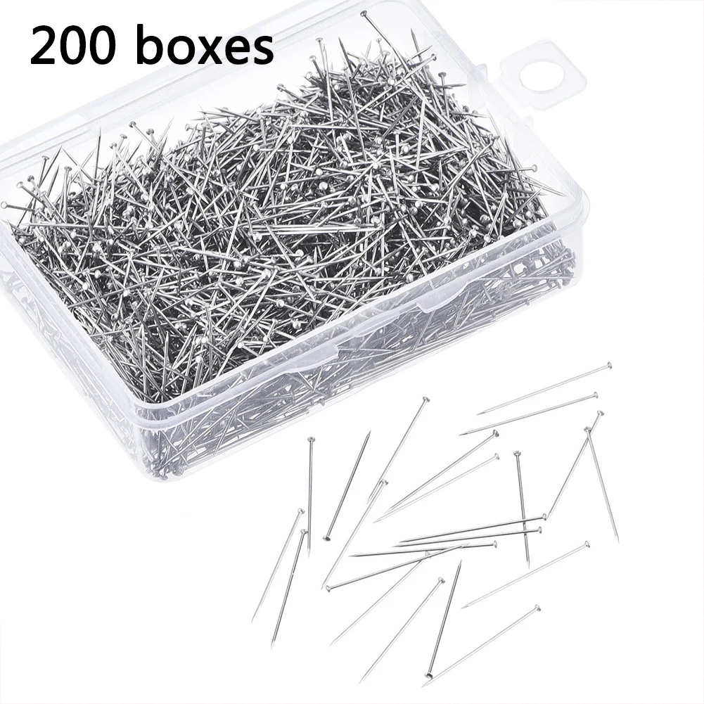 

200Pcs/Box DIY 28mm Dressmaker Needle Sewing Office Accessories Craft Silver With Box Pins Jewelry Making Stainless Steel