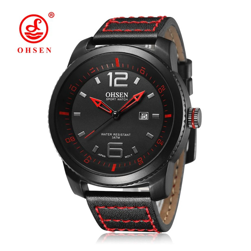 Top Sale OHSEN Fashion Casual Men Quartz Wristwatches Leather Strap Red Black Military Waterproof Sport Man Watch Montre Homme
Top Sale OHSEN Fashion Casual Men Quartz Wristwatches Leather Strap Red Black Military Waterproof Sport Man Watch Montre Homme