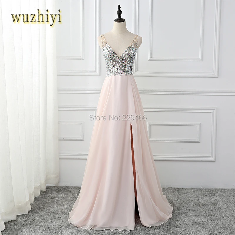 wuzhiyi High Side Split Prom Dresses 2018 Sexy V Neck Backless Pink Chiffon with Crystal beading A line Prom dress Evening Party
wuzhiyi High Side Split Prom Dresses 2018 Sexy V Neck Backless Pink Chiffon with Crystal beading A line Prom dress Evening Party