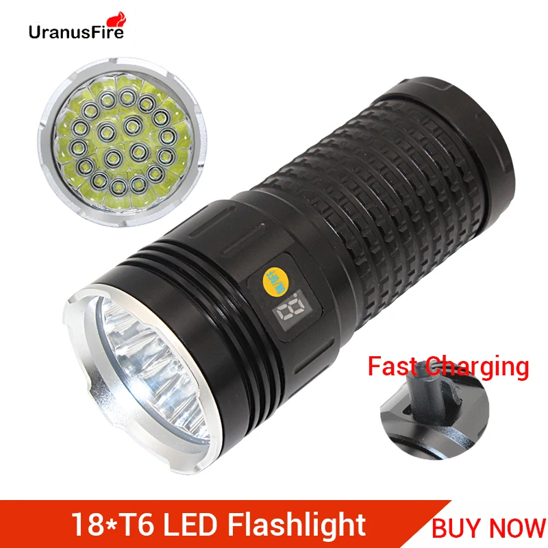 High Power LED flashlight searchlight 18 x T6 LED torch waterproof 18650 Battery USB Fast Charging Flash light Lamp
High Power LED flashlight searchlight 18 x T6 LED torch waterproof 18650 Battery USB Fast Charging Flash light Lamp