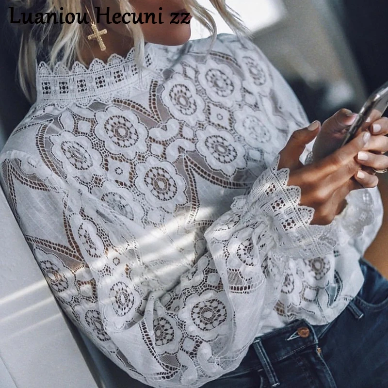 Chu Ni Elegant white lace blouse shirt Sexy hollow out embroidery feminine blouse Women long lantern sleeve summer tops female
Chu Ni Elegant white lace blouse shirt Sexy hollow out embroidery feminine blouse Women long lantern sleeve summer tops female