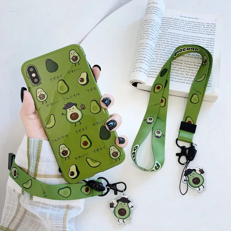 Cute Avocado Phone Case For iphone X XS Max XR Case For iphone 6 6s 7 8 plus Cover Cartoon Lanyard Soft Cases With Hand Strap
Cute Avocado Phone Case For iphone X XS Max XR Case For iphone 6 6s 7 8 plus Cover Cartoon Lanyard Soft Cases With Hand Strap