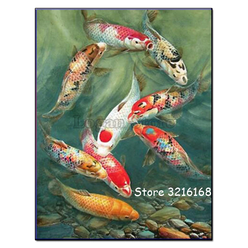 Алмазная 5D мозаика Volledige vierkante Ронде живопись Koi goldfish 3D украшение для дома SSA418 | Дом