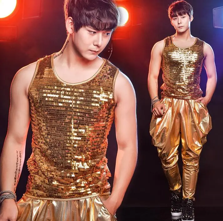 Gold men's clothing star style dress punk rock clothes paillette mens sequins vest costume singer dance stage fashion plus size
Gold men's clothing star style dress punk rock clothes paillette mens sequins vest costume singer dance stage fashion plus size