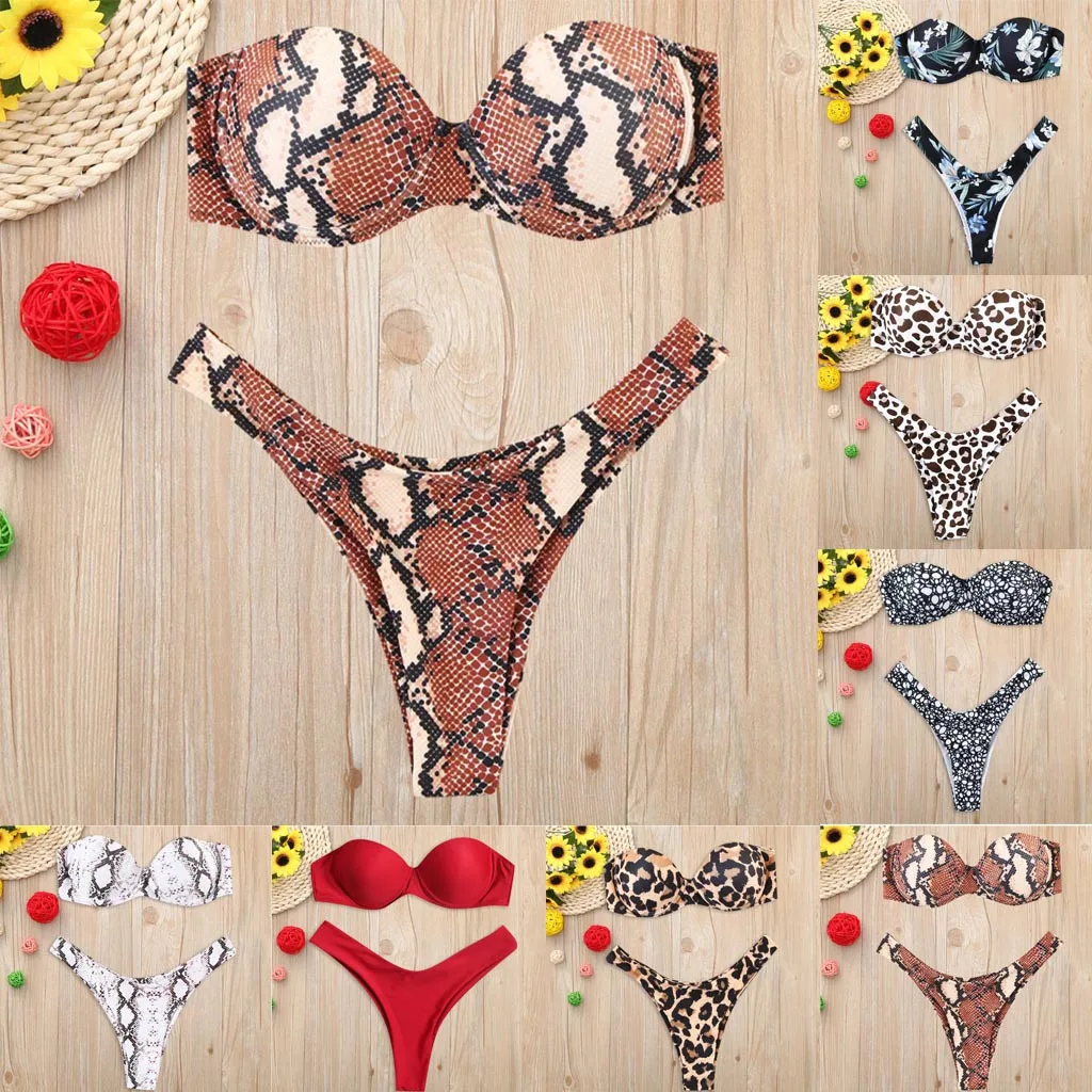 bikinis women Women Print Tube up Two Pieces Bikini Push-Up Swimsuit Swimwear Beachwear bathing suit women sexy bikini set#7
bikinis women Women Print Tube up Two Pieces Bikini Push-Up Swimsuit Swimwear Beachwear bathing suit women sexy bikini set#7