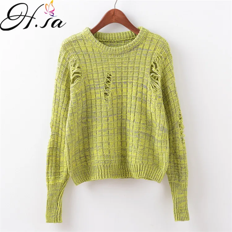 H.SA 2018 Women New Sweater and Pullovers Broken Hole Long Sleeve Knitted Pull Femme Oneck Spring Jumper Harajuku Sweaters Girl
H.SA 2018 Women New Sweater and Pullovers Broken Hole Long Sleeve Knitted Pull Femme Oneck Spring Jumper Harajuku Sweaters Girl