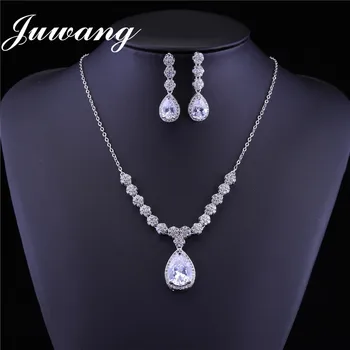 JUWANG Romantic AAA+ Water Drop Cubic Zircons Bridal Party Jewelry for Woman Necklace Earrings Wedding Pendant Jewelry Gift
JUWANG Romantic AAA+ Water Drop Cubic Zircons Bridal Party Jewelry for Woman Necklace Earrings Wedding Pendant Jewelry Gift