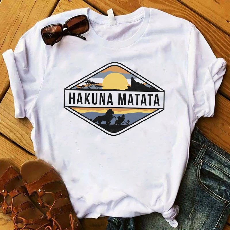 T Womens Graphic Hakuna Matata Funny Women Lion King Tshirt Female Printed Top Harajuku Ladies Tee Shirt Femme Clothes T-shirt
T Womens Graphic Hakuna Matata Funny Women Lion King Tshirt Female Printed Top Harajuku Ladies Tee Shirt Femme Clothes T-shirt
