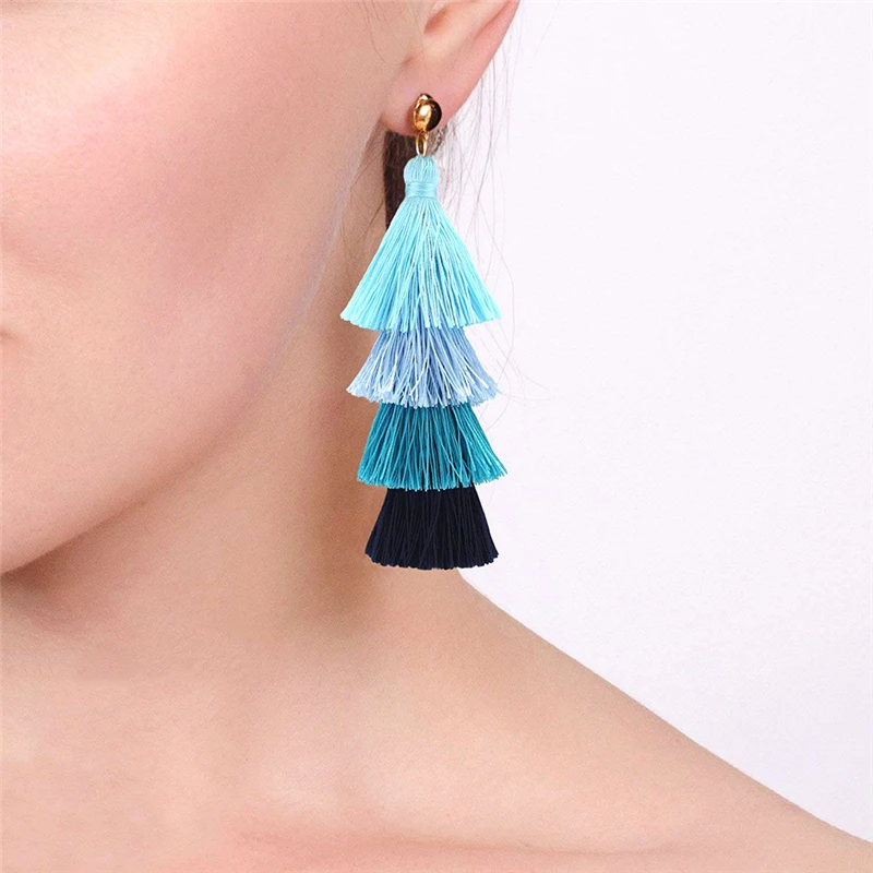 hot trendy Bohemian Fringe Long Gradient Multilayer Tassel Drop Earrings Women Fashion Jewelry Dangle Silk Ethnic tassel earring
hot trendy Bohemian Fringe Long Gradient Multilayer Tassel Drop Earrings Women Fashion Jewelry Dangle Silk Ethnic tassel earring