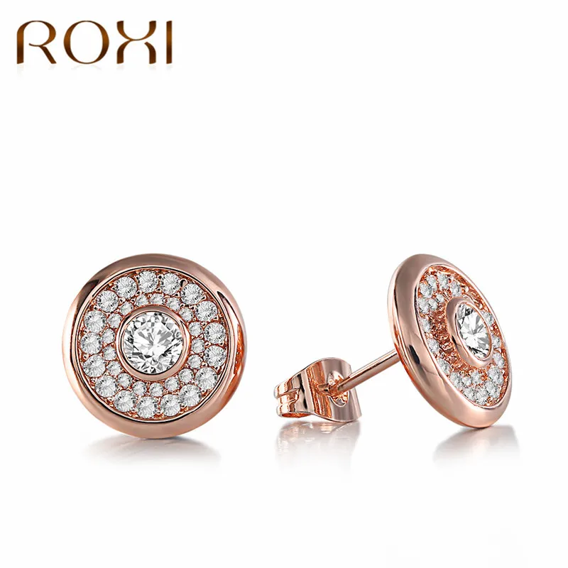 ROXI ROMAD Brand Rose Gold Color Paved Crystal Ear Stud Earrings For Women Zircon Crystal Round Earrings Fashion Jewelry Gift
ROXI ROMAD Brand Rose Gold Color Paved Crystal Ear Stud Earrings For Women Zircon Crystal Round Earrings Fashion Jewelry Gift